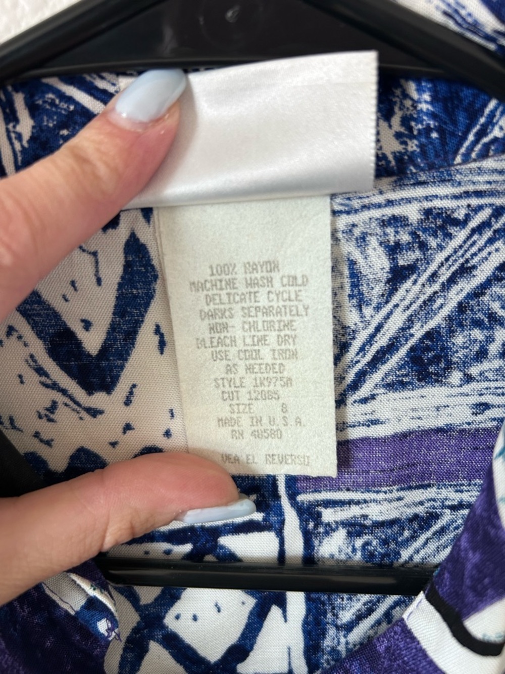 Kathie Lee Vintage 80s 90s Retro Blue Purple White Short-Sleeve Button-Up Shirt - Picture 4 of 8